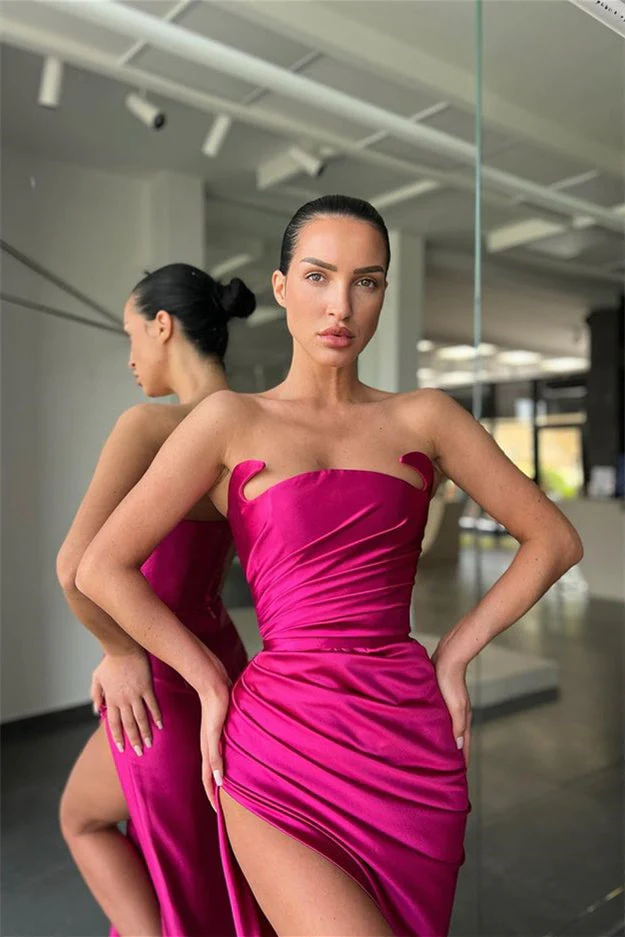 Robe de soirée sirène classique sans manches avec fentes nv376