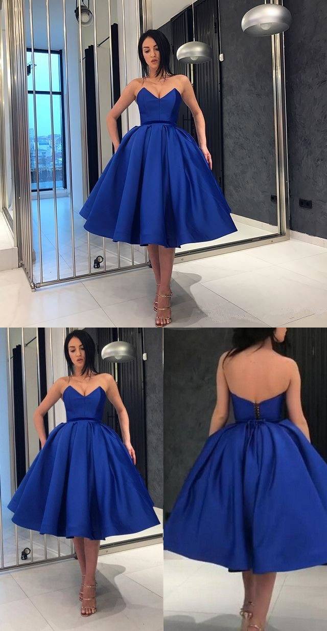 Robe de bal bleu royal au genou Robe de soirée nv569