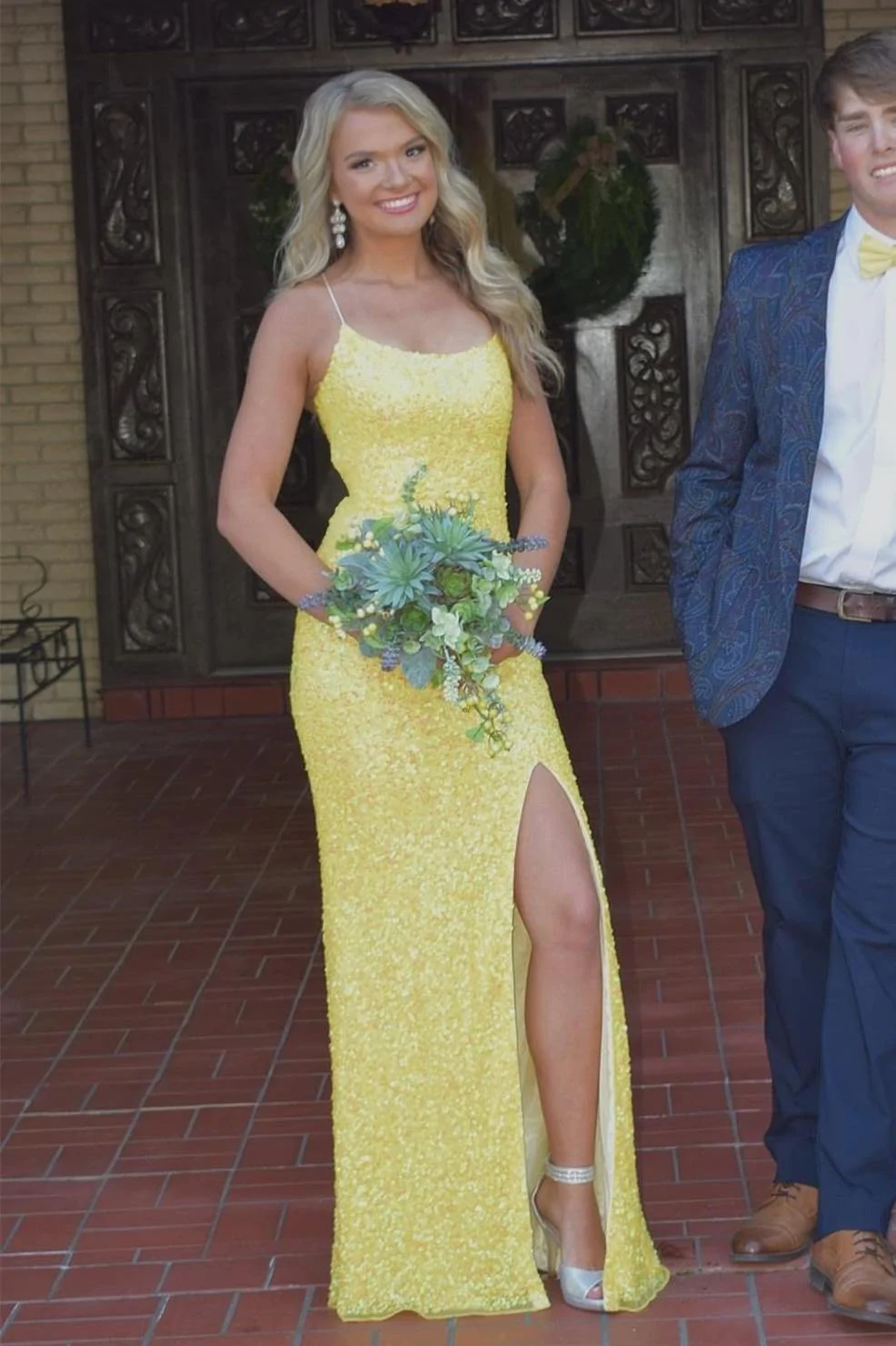 Emerald Green Sequins Mermaid Long Formal Dress nv477