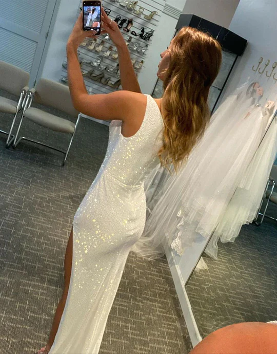 One-Shoulder Simple Pearl White Evening Dresses,Prom Dresses nv987