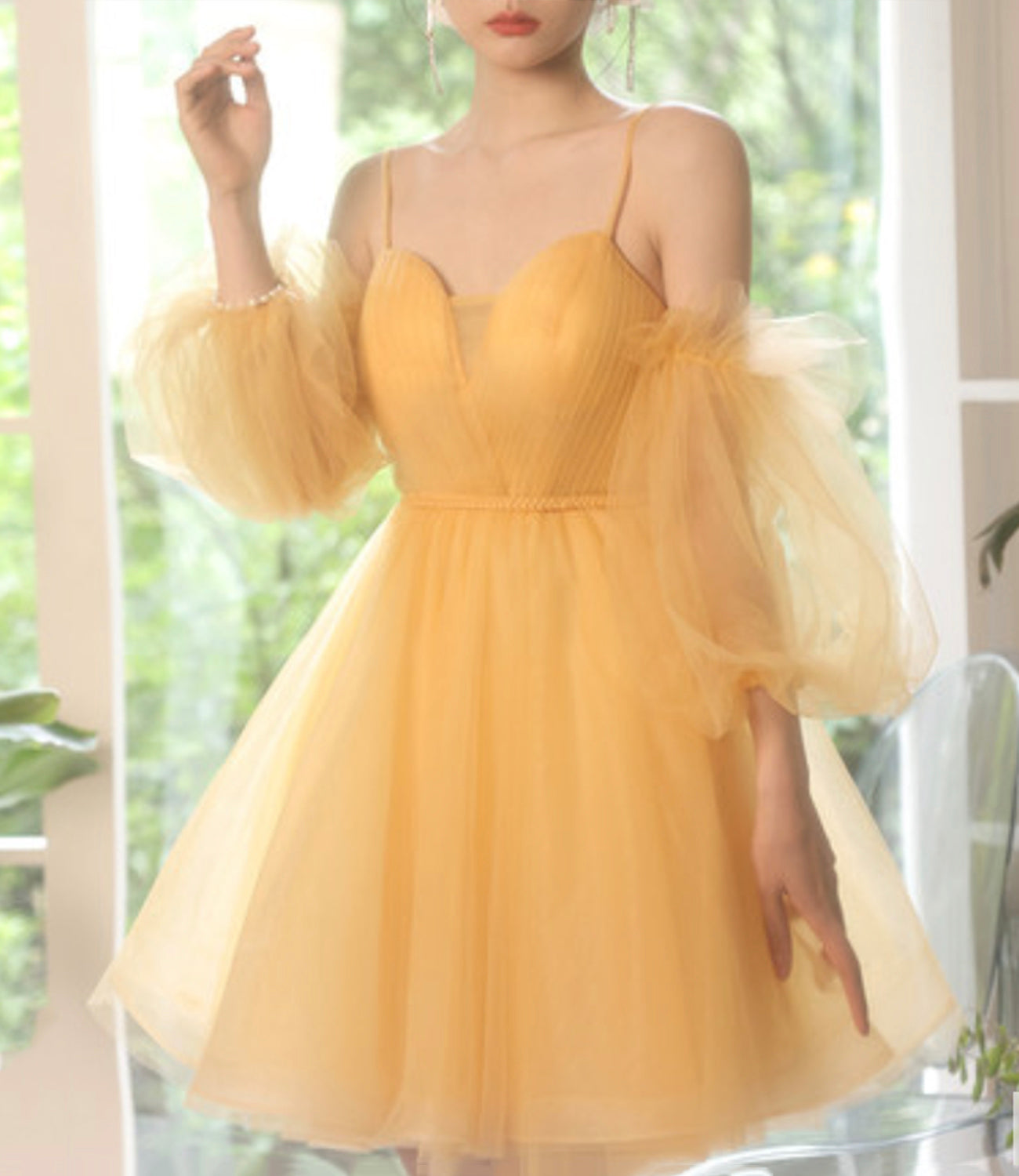 Robe de cocktail courte en tulle vert Robe de soirée courte nv78