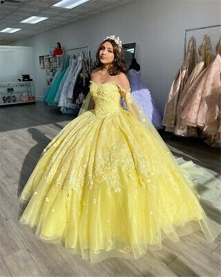 Robe de bal Quinceanera, robe de bal, fleurs 3D, perles, tenue de fête, Sweet 15, nv32