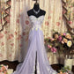 Lilac Vintage Exquisite Beading Elegant Off-the-shoulder Long Tulle Ball Gown Evening Gown Party Dress nv4159