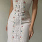 White off-the-shoulder maxi dress with delicate florals, elegant mermaid evening gown nv5335
