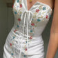 White off-the-shoulder maxi dress with delicate florals, elegant mermaid evening gown nv5335