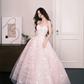 Sweetheart Strapless Pink Tulle Ball Gown, 3D Flower Beaded Princess Prom Dress  NV7305