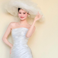 Strapless Ruched Satin Mermaid Wedding Gown, Simple Bridal Dress with Train  NV7416