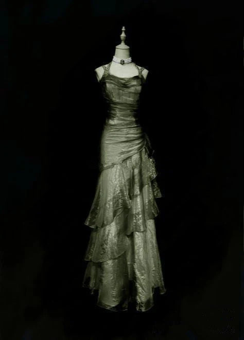 Green Retro Fashion Long Exquisite Lace Ball Gown New Long Evening Gown Ball Gown nv3847