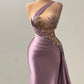 Pink high quality elegant beaded long prom dress new style one shoulder evening dress prom dress nv409