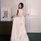Champagne Lace Tiered Ruffle Tulle Wedding Dress  NV7319