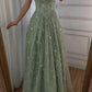 NiceVestidos--Green exquisite floral beaded sequined sparkling long prom dress ball gown NV5840