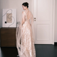 Nude Deep V Allover Sequin Prom Dress 3D Floral Evening Gown  NV7202