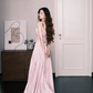 Strapless Pleated Prom Dress Blush Pink Beaded A Line Formal Evening Gown  NV7245
