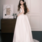 Strapless Satin Ball Gown Wedding Dress Corset Bodice Long Train Bridal Gown  NV7204