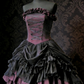 Robe mini bustier contrastée noire et violette - Corset à lacets et volants multiples - Robe de soirée/à thème NV6806