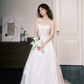 Off Shoulder Sheer Boned Lace Wedding Dress with Detachable Tulle Sleeves  NV7374