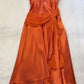 Orange Delicate Beading Spaghetti Strap Long Satin Party Dress Evening Gown Prom Dress nv4352
