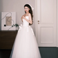 White Off The Shoulder Tulle Wedding Dress Satin Bow Bridal Gown  NV7215