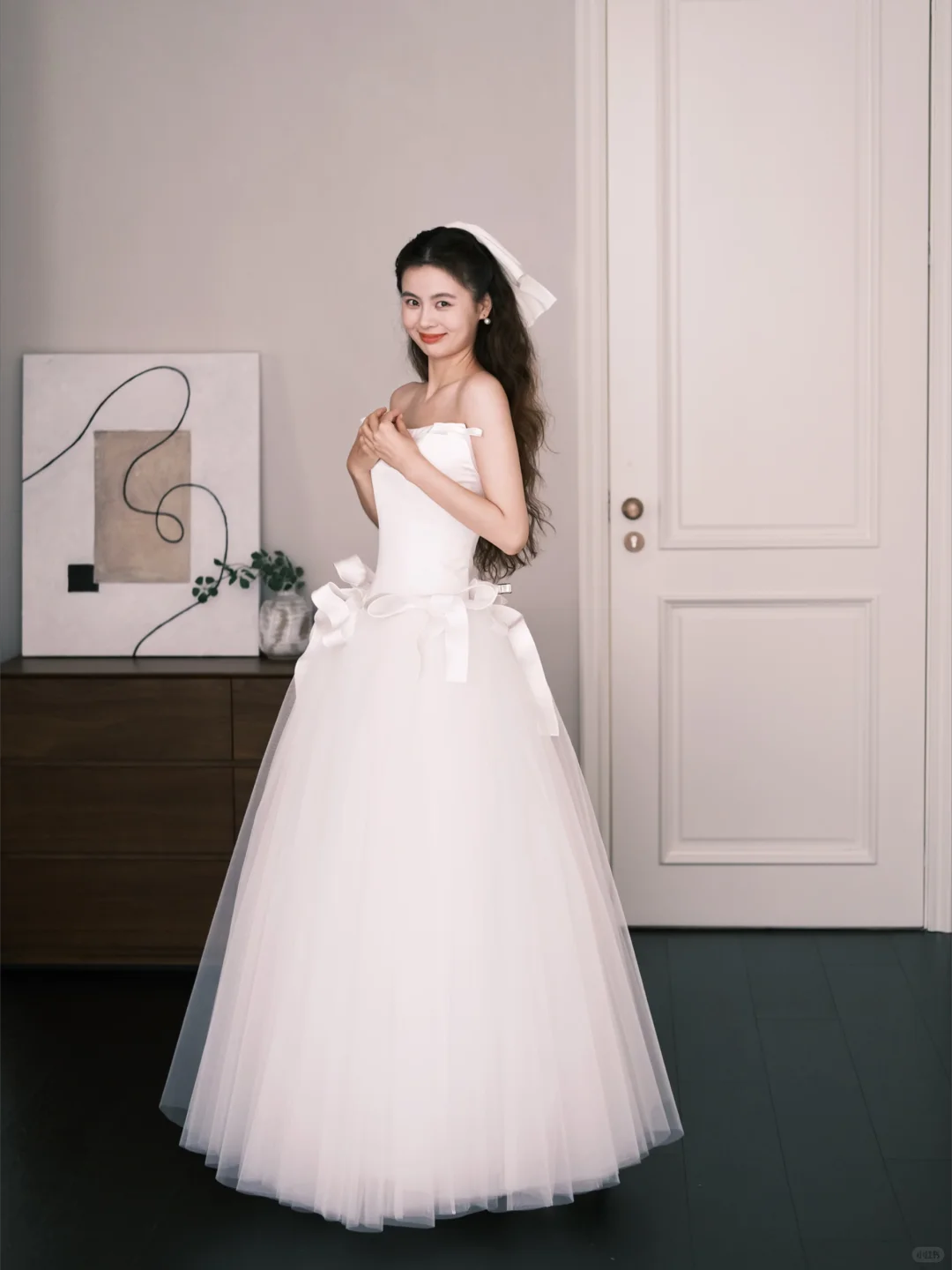 White Off The Shoulder Tulle Wedding Dress Satin Bow Bridal Gown  NV7215