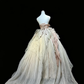 Dusty Pink Strapless Princess Ball Gown 3D Petal Hand Flowers Flowy Organza Tulle Long Evening Gown  NV7015