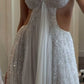 NiceVestidos - Robe de bal longue et scintillante en tulle blanc, robe de mariée NV5842