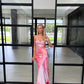 Pink Strapless Floral Pattern Elegant Fashion Long Ball Gown Evening Dress nv2919