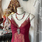 Burgundy Retro V-neck Lace Long Ball Gown Mermaid Evening Dress Party Dress nv2354