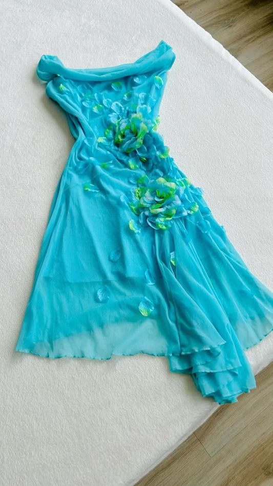 NiceVestidos-Light blue delicate floral short unique homecoming dress nv5470