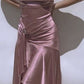 Pink Elegant Long Satin prom dress Evening Dress Party Dress nv4702
