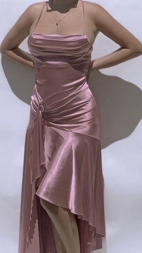 Pink Elegant Long Satin prom dress Evening Dress Party Dress nv4702