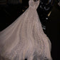 White spaghetti strap V-neck shiny stylish elegant long ball gown evening dress nv3127