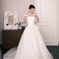 White Strapless 3D Floral Tulle Ball Gown Wedding Dress  NV7233
