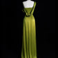 Cute Green Satin Ball Gown A-Line Long Slit Party Dress nv4284
