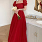 Red A-line Simple Elegant Tulle Long Ball Gown Evening Dress nv3005