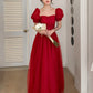 Red A-line Simple Elegant Tulle Long Ball Gown Evening Dress nv3005