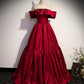 Red satin long prom dress A line evening gown nv1684
