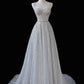 Tulle Sequin A-Line Strap Long Ball Gown Evening Dress nv2134