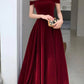 Elegant Burgundy Velvet A-Line Tie Floor Length Party Dress Deep Red Evening Gown Prom Dress nv1792
