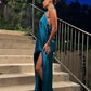 Blue Simple Fashionable Elegant Long Slit Sexy Satin Prom Dress Evening Dress Prom Dress Wedding Guest Party Dress nv3940