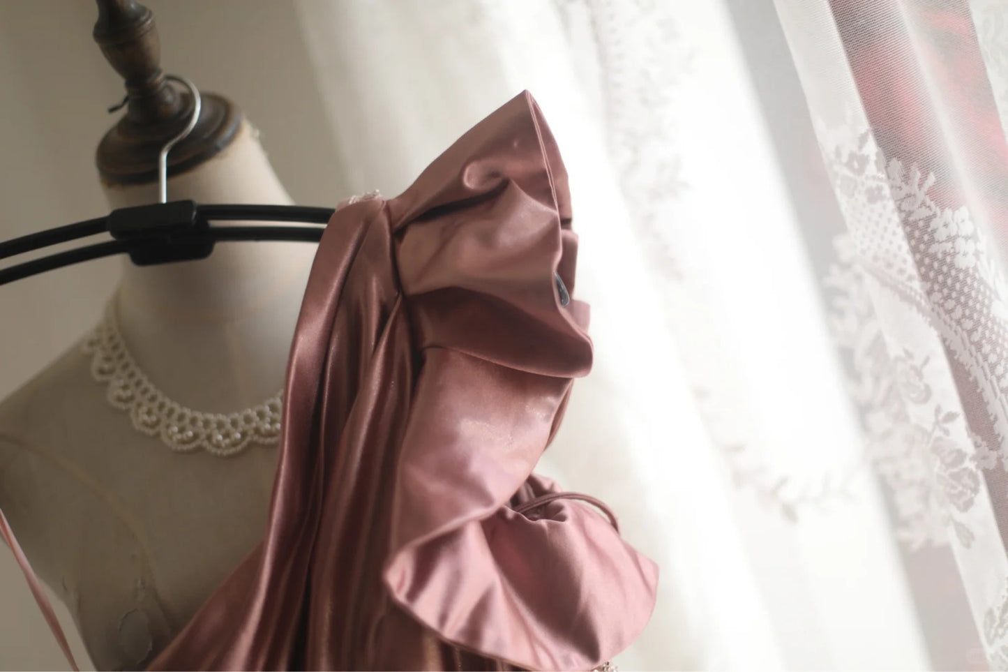 Pink Beaded Elegant Long Satin Floor Length Ball Gown Evening Dress Party Dress nv4187