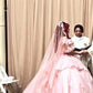 NiceVestidos--Pink exquisite lace floral long floor-length ball gown wedding dress NV5832
