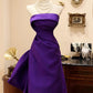 Purple Elegant Fashion Round Neck A-Line Floor Length Long Party Dress Satin Bowknot Long Ball Gown Evening Dress nv3845