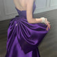 Purple Elegant Fashion Round Neck A-Line Floor Length Long Party Dress Satin Bowknot Long Ball Gown Evening Dress nv3845