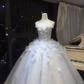 Light Ice Blue 3D Floral Petal Feather Tulle Princess Ball Gown  NV7094