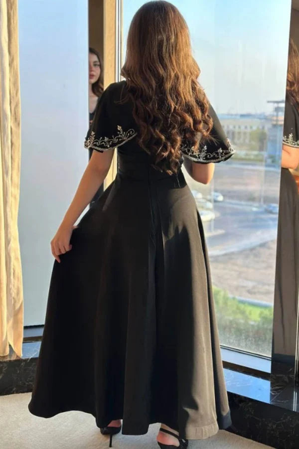 White/Green/Black simple elegant cape style embroidered long Prom Dress evening dress party dress nv2421
