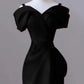 Black Mermaid Sweetheart Off Shoulder Prom Dress, Black Satin Evening Dress nv1660