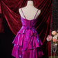 Laser-like purple short satin dress NV6663