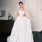 Off Shoulder Ivory Lace Wedding Gown, 3D Floral Appliques Sheer Corset Ballgown Bridal Dress  NV7392
