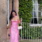 Pink Fashion Elegant Spaghetti Strap Long Satin Ball Gown Evening Dress Wedding Guest Party Dress Prom Dress nv4026