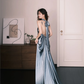 Halter Satin Mermaid Prom Dress, High Neck Evening Gown  NV7340